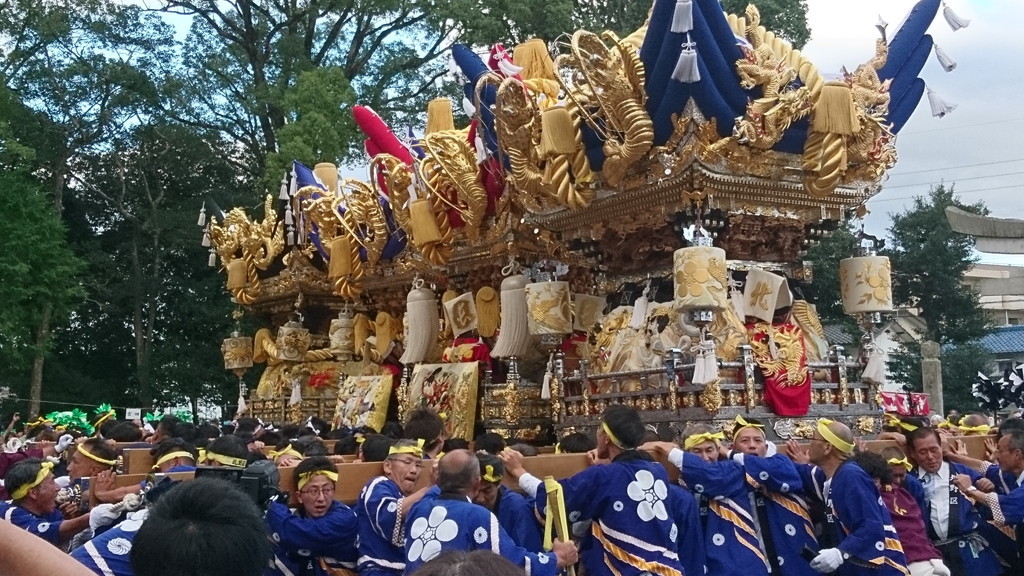 平成30年熊野神社での宮出（八反田区・吉田区・長目区・北野区の4台練り）の画像