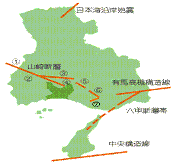 山崎断層の位置図