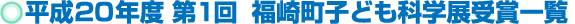 平成20年度 第1回　福崎町子ども科学展受賞一覧